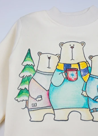 Little Bunny свитшот рисунок молочный кэжуал