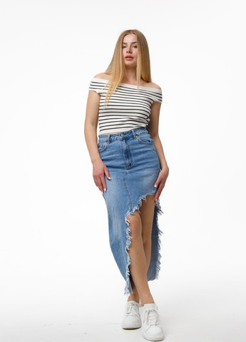 Голубая джинсовая варенка юбка Icon а-силуэта (трапеция)