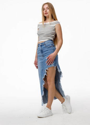 Голубая джинсовая варенка юбка Icon а-силуэта (трапеция)