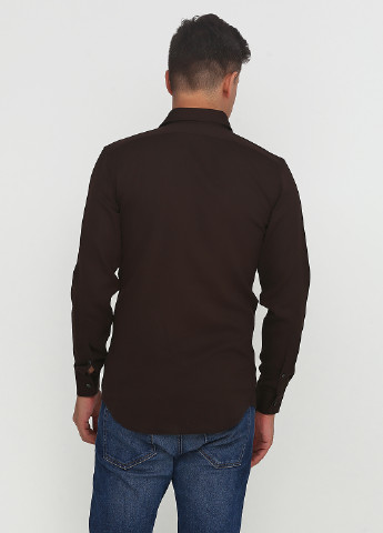 Коричневая кэжуал рубашка однотонная Ralph Lauren с длинным рукавом