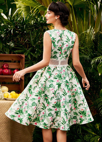 Молочное кэжуал, праздничный платье с юбкой-солнце SHEIN с цветочным принтом