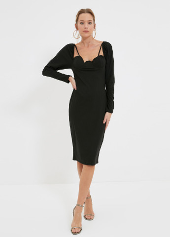 Черное кэжуал платье футляр Trendyol