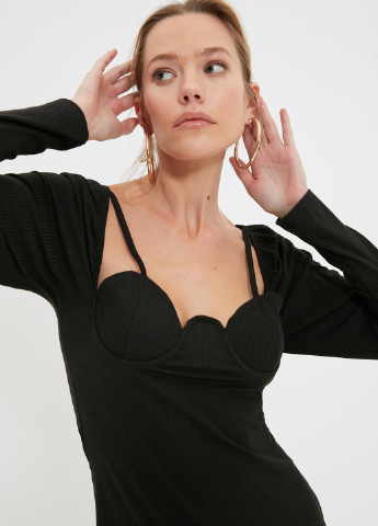 Черное кэжуал платье футляр Trendyol