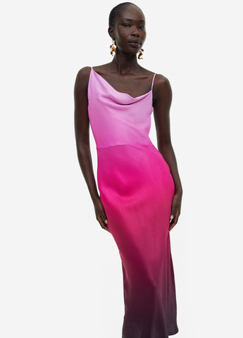 Фуксиновое (цвета Фуксия) коктейльное платье платье-комбинация H&M градиентное ("омбре")