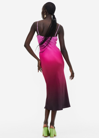 Фуксинова (кольору Фукія) коктейльна сукня сукня-комбінація H&M з градієнтом