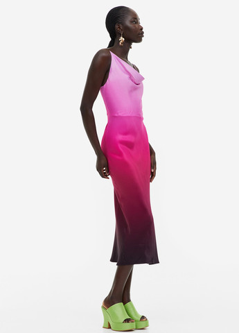 Фуксиновое (цвета Фуксия) коктейльное платье платье-комбинация H&M градиентное ("омбре")