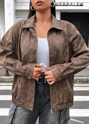 Коричнева демісезонна куртка куртка-піджак SHEIN