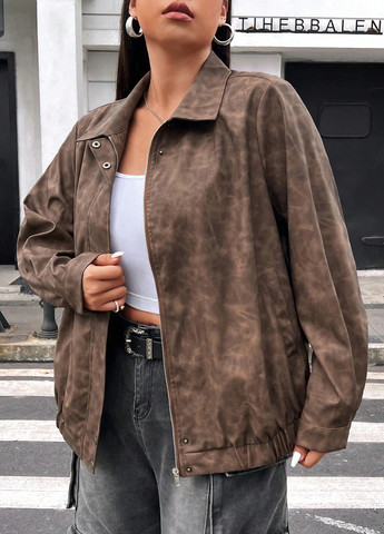 Коричнева демісезонна куртка куртка-піджак SHEIN