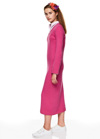 Малиновое кэжуал платье а-силуэт United Colors of Benetton однотонное