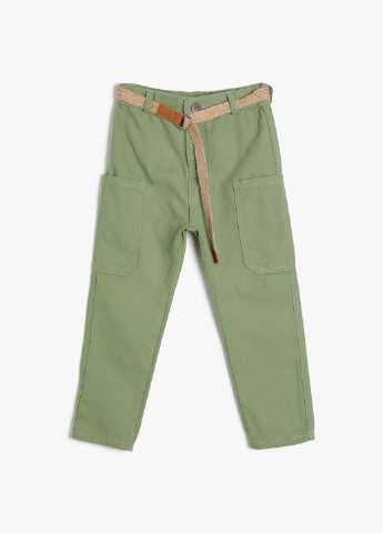 Серо-зеленые кэжуал демисезонные брюки зауженные KOTON