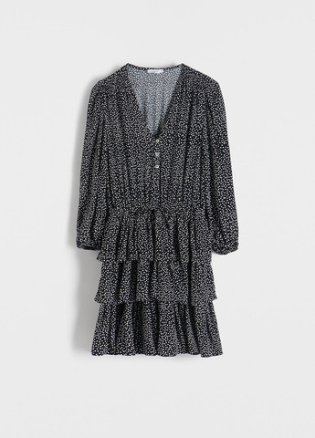 Чорна кежуал сукня кльош Reserved в горошок