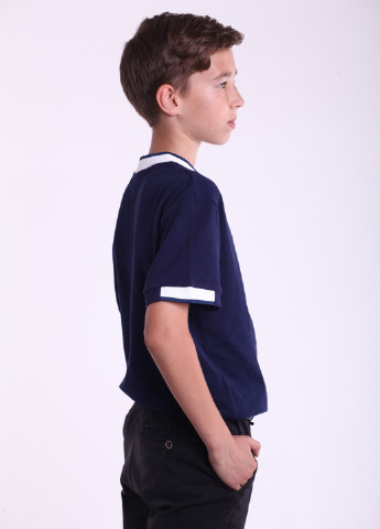 Темно-синяя детская футболка-поло для мальчика DiMax