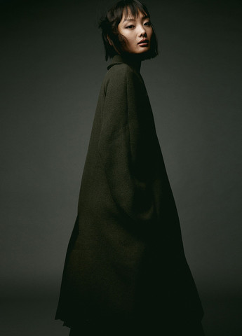 Темно-зеленое демисезонное Пальто двубортное H&M