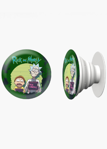 Попсокет (Popsockets) держатель для смартфона Рик и Морти (Rick and Morty) (8754-1238) Черный MobiPrint (216748479)