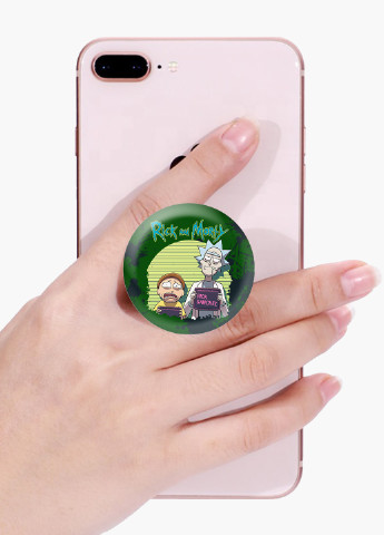 Попсокет (Popsockets) держатель для смартфона Рик и Морти (Rick and Morty) (8754-1238) Черный MobiPrint (216748479)