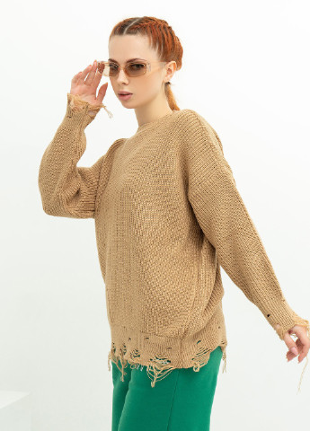 Бежевый зимний свитер женский джемпер ISSA PLUS WN20-387