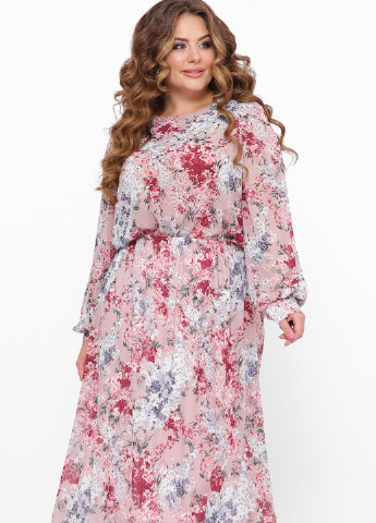 Темно-синее кэжуал платье с длинными рукавами под манжеты кайли розовое Tatiana однотонное