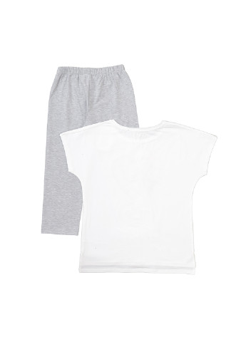 Белый летний комплект (футболка, бриджи) с накатом Фламинго Текстиль