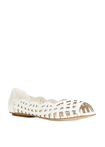 Женские балетки JustFab | белые однотонные перфорация искусственная кожа (22189142)