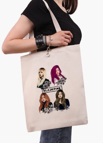 Эко сумка шоппер белая Блэк Пинк (BlackPink) (9227-1341-WT) экосумка шопер 41*35 см MobiPrint (216642142)