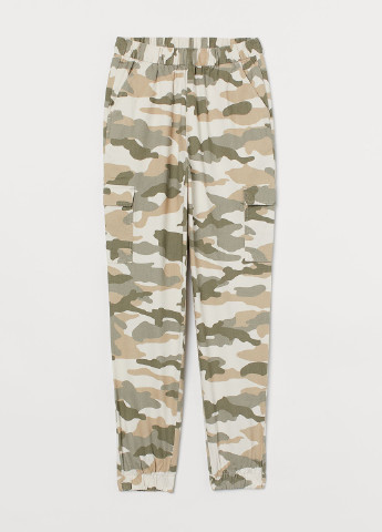 Светло-бежевые кэжуал демисезонные зауженные, укороченные брюки H&M
