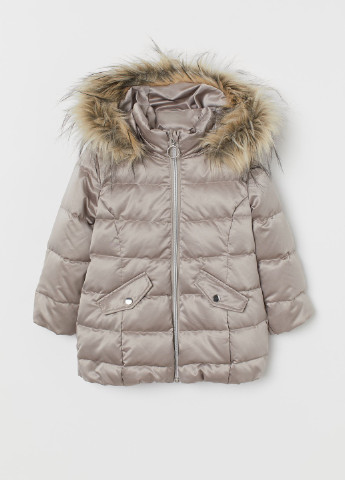Светло-бежевая зимняя куртка пуховая H&M