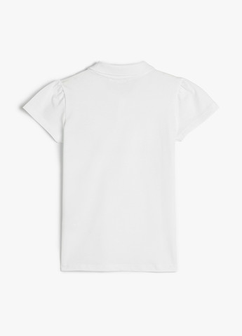 Белая детская футболка-поло для девочки KOTON с рисунком