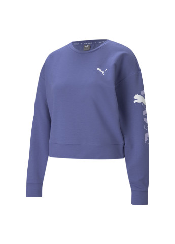 Толстовка Modern Sports Crew Neck Women's Sweater Puma однотонная синяя спортивная полиэстер, вискоза, эластан