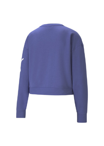 Толстовка Modern Sports Crew Neck Women's Sweater Puma однотонная синяя спортивная полиэстер, вискоза, эластан