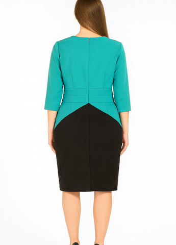 Бирюзовое кэжуал платье футляр Sassofono колор блок