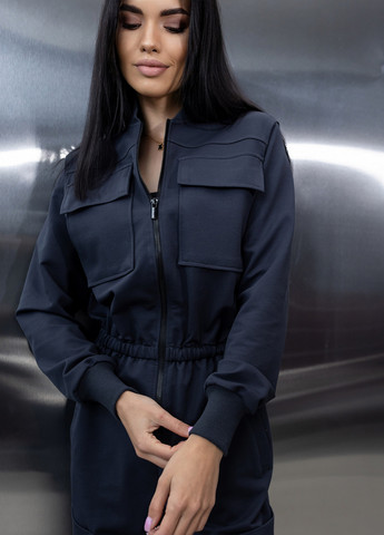 Хлопковый комбинезон с поясом и молнией TOTALFIT комбинезон-брюки однотонный тёмно-серый кэжуал, спортивный двунитка, хлопок