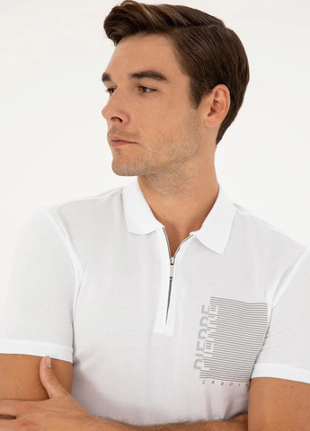Белая футболка-поло для мужчин Pierre Cardin однотонная