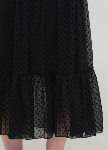 Черное вечернее платье клеш Zara в горошек