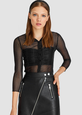 Чёрная блуза Stradivarius