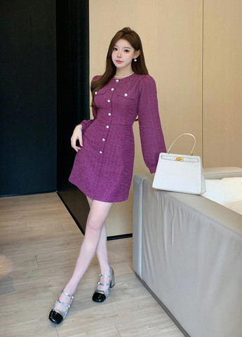 Фиолетовое деловое, кэжуал платье колокол SHEIN меланжевое