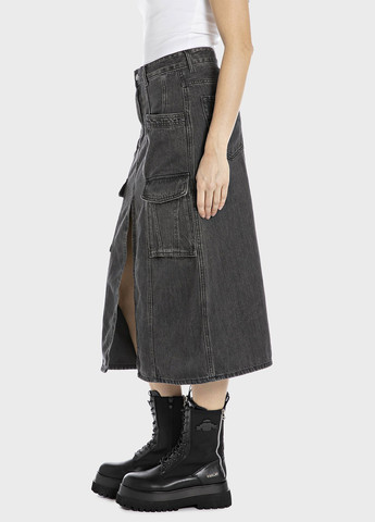 Графитовая джинсовая варенка юбка Replay карго