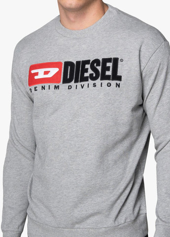 Свитшот Diesel - Прямой крой логотип серый кэжуал трикотаж, хлопок - (257299604)