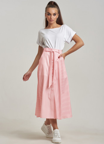 Светло-розовая кэжуал в полоску юбка ST-Seventeen а-силуэта (трапеция)