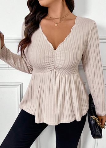 Кремовый демисезонный пуловер пуловер SHEIN