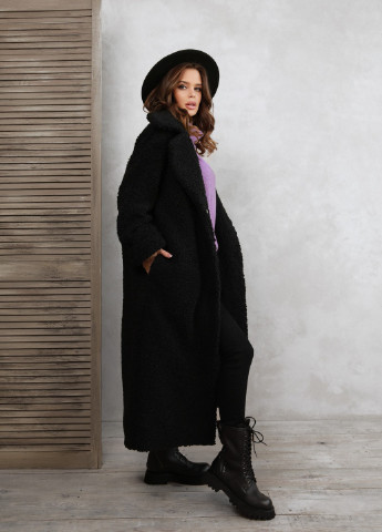 Чорне зимнє Пальто жіноче оверсайз ISSA PLUS