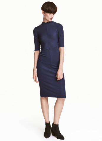 Індиго кежуал плаття сукня-водолазка H&M однотонна