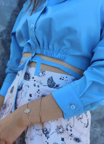 Голубой повседневный рубашка однотонная Guseva Wear с длинным рукавом