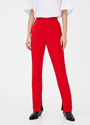 Красные кэжуал демисезонные прямые брюки Pull & Bear