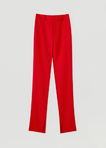 Красные кэжуал демисезонные прямые брюки Pull & Bear