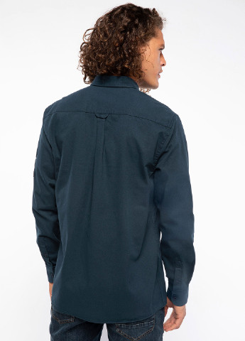 Темно-синяя кэжуал рубашка DeFacto с длинным рукавом