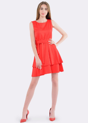 Красное коктейльное платье Cat Orange однотонное