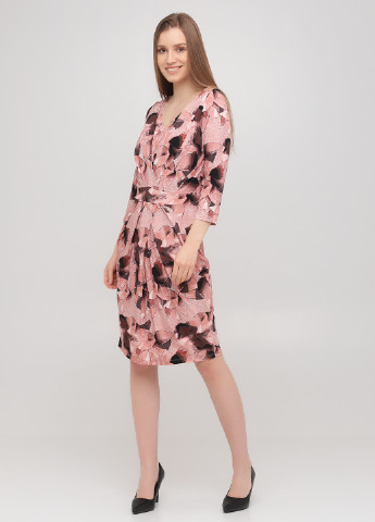Розово-коричневое кэжуал платье Comma с абстрактным узором