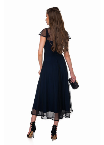 Темно-синее коктейльное платье а-силуэт Arefeva однотонное