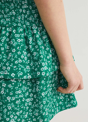 Зеленая кэжуал цветочной расцветки юбка C&A клешированная