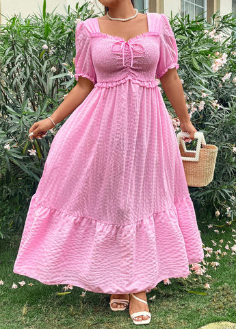 Рожева кежуал сукня а-силует SHEIN однотонна